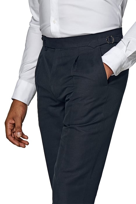 NAVY PLEATED VIGO TROUSERS 4