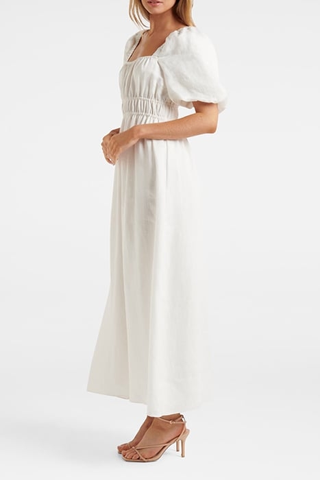 NADIA SQUARE NECK LINEN MIDI PORCELAIN 3