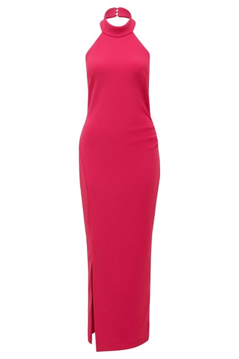 EVA HIGH NECK SPLIT BODYCON BRIGHT ROSE 5