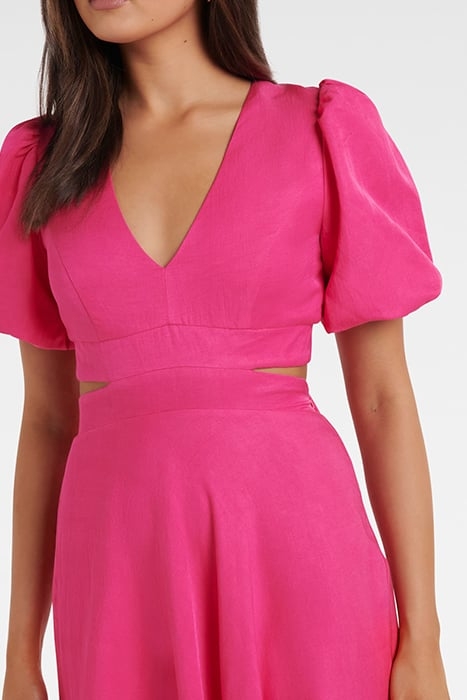 HADLEY TIE BACK MIDI DRESS HOT PINK 4