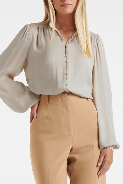 SAVANNAH SATIN BUTTON DETAIL BLOUSE SMOKED ALMOND 1