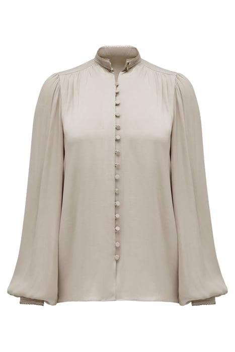 SAVANNAH SATIN BUTTON DETAIL BLOUSE SMOKED ALMOND 6