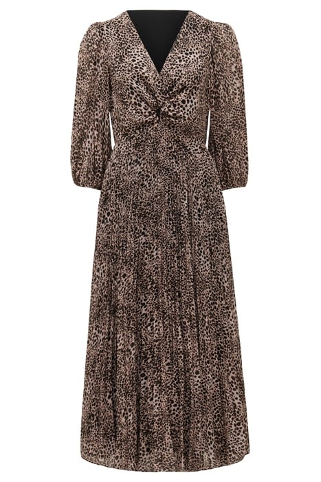 VIVIANA TWIST FRONT PLEATED MIDI SEPIA LEOPARD 5