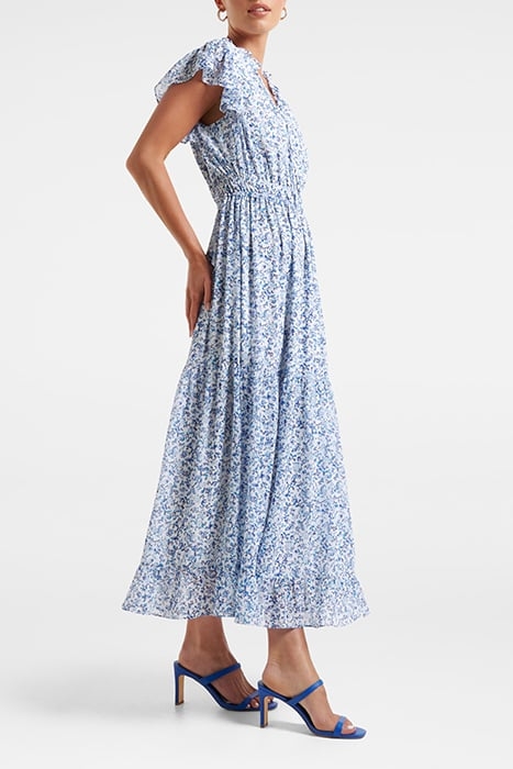 FLEUR FLUTTER SLEEVE MIDI DRESS BLUE WESTBURY DITSY 3