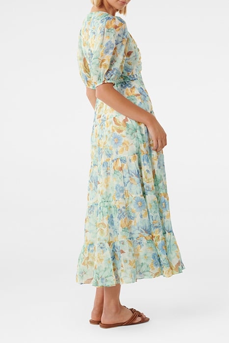 IRINA TWIST FRONT MIDI DRESS BLUE ELMHURST FLORAL 2