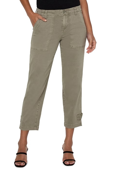 UTILITY CROP CARGO W/ CINCHED LEG PEWTER GREEN 1