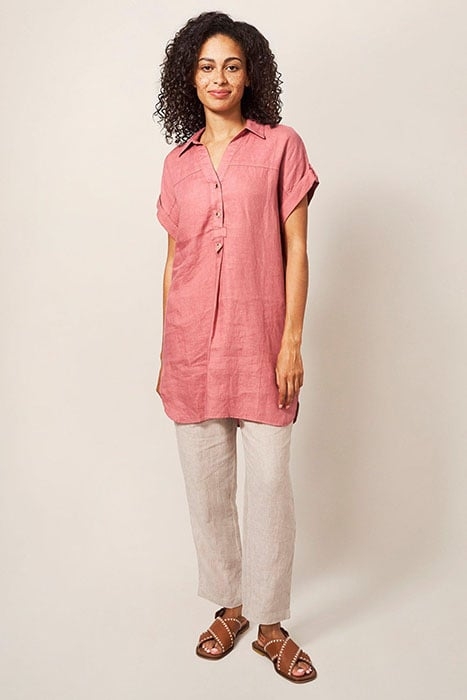 ELSIE LINEN TUNIC MID PLUM 1