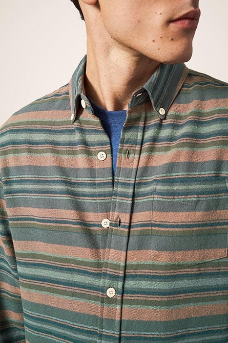 WILNE STRIPE SHIRT KHAKI GREEN 3