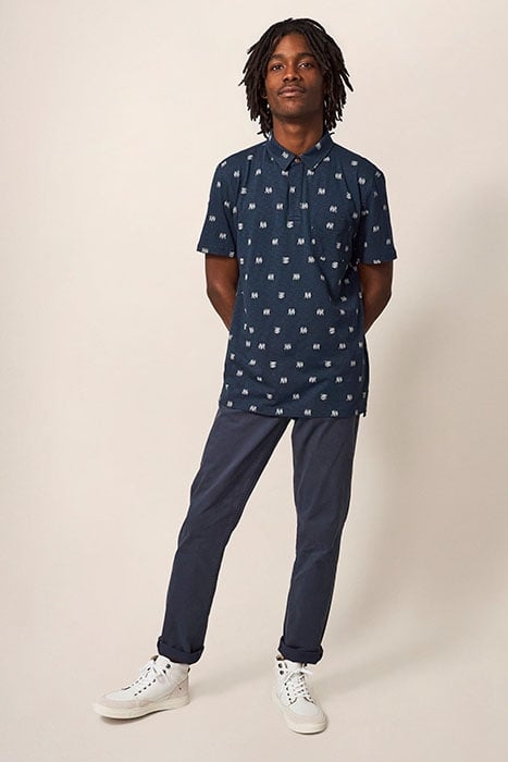 SARDINE PRINTED SS POLO DARK NAVY 1