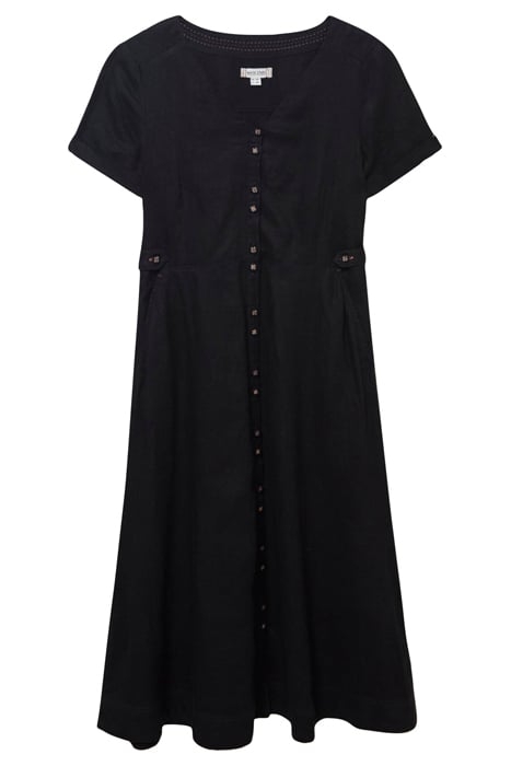 IVY LINEN MIDI DRESS PURE BLK 4