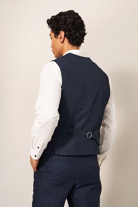 HARRISON CHECK WAISTCOAT DEEP BLUE 2
