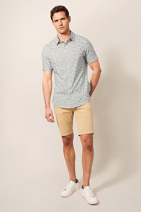 LEAF PRINTED SLIM FIT SHIRT DUSTY GREEN 1