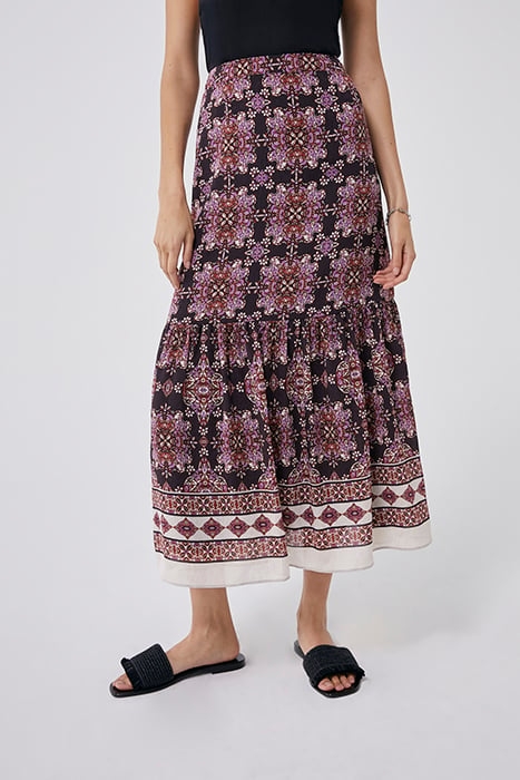PURPLE BOHO PRINT LONG SKIRT 1