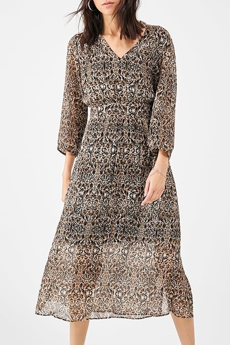 ARABESQUE PRINT LONG DRESS WITH VICTORIAN COLLAR 1