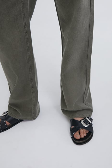 KHAKI HIGH-WAIST WIDE-LEG JEANS 5