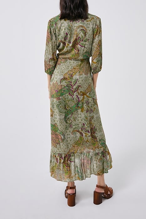 ECRU PAISLEY PRINT ASYMMETRIC LONG DRESS 2