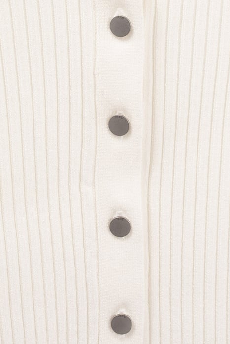 OFF-WHITE RIBBED KNIT BALLERINA NECK CARDIGAN 7