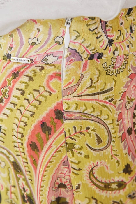 YELLOW PAISLEY SUMMER ASYMMETRIC MIDI SKIRT 5