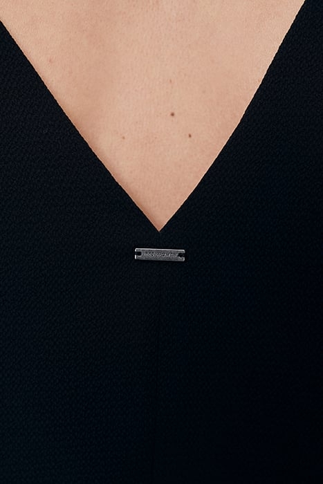 BLACK SHORT DRESS WITH V NECKLINE FRONT AND BACK 6