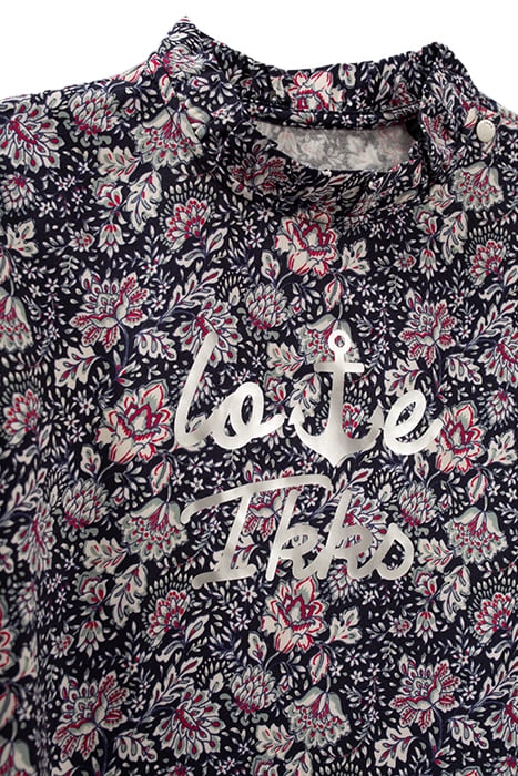 GIRLS’ NAVY FLOWER PRINT LENZING™ ECOVERO™ VISCOSE RUFFLED T 4