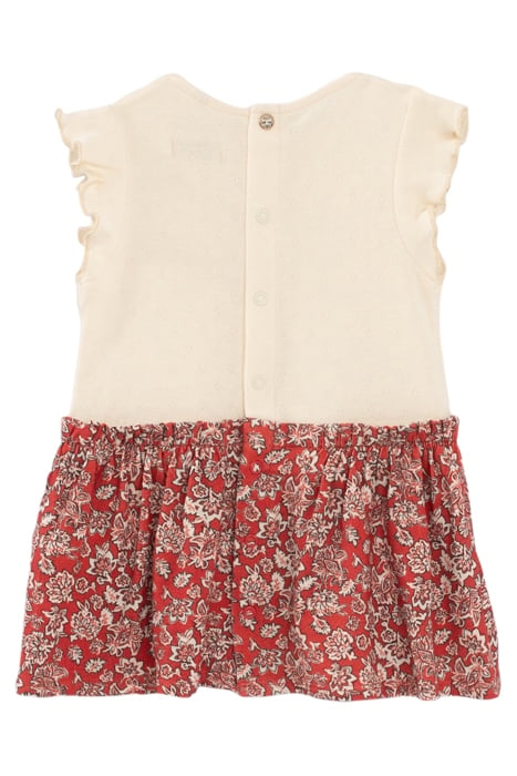 BABY GIRLS’ ECRU/PRINT MIXED-FABRIC DRESS 2