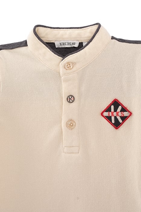 BABY BOYS’ BEIGE ORGANIC COTTON POLO SHIRT, XL BACK PATCH 3
