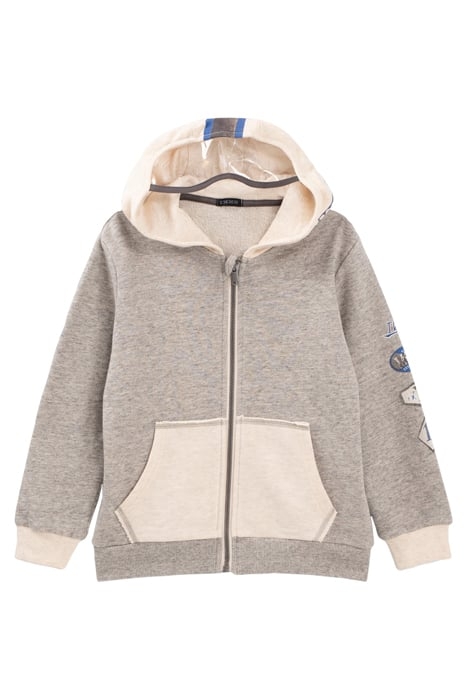 BOYS’ GREY AND BEIGE CARDIGAN WITH VISOR HOOD 2