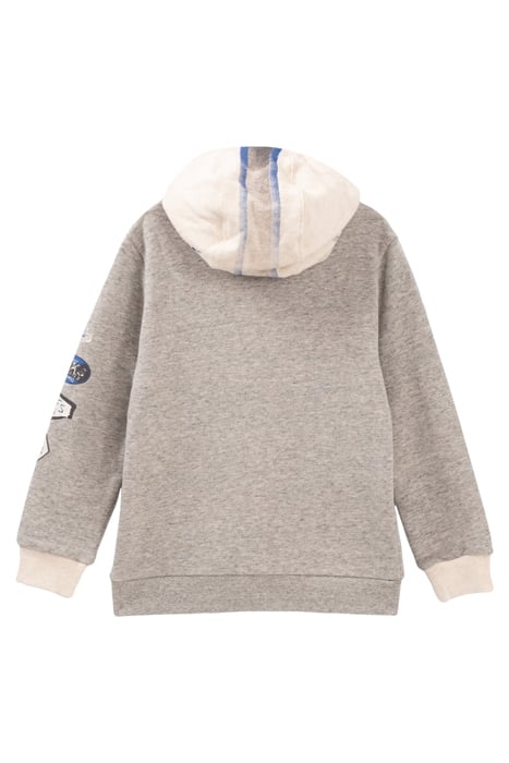 BOYS’ GREY AND BEIGE CARDIGAN WITH VISOR HOOD 3
