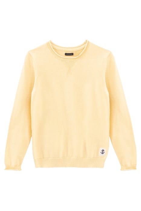 BOYS’ YELLOW KNIT SWEATER WITH JACQUARD SLOGAN ON BACK 1