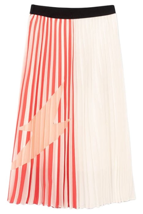 GIRLS’ WHITE LONG SKIRT WITH RED PLEATS 2