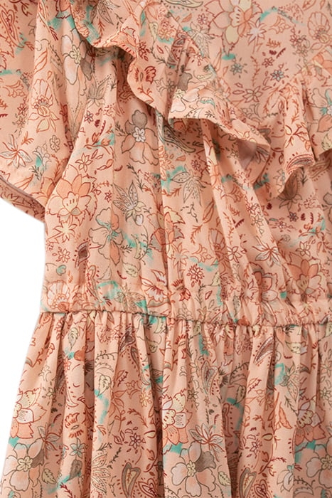 GIRLS’ PEACH FLORAL PRINT LENZING™ ECOVERO™ VISCOSE DRESS 6