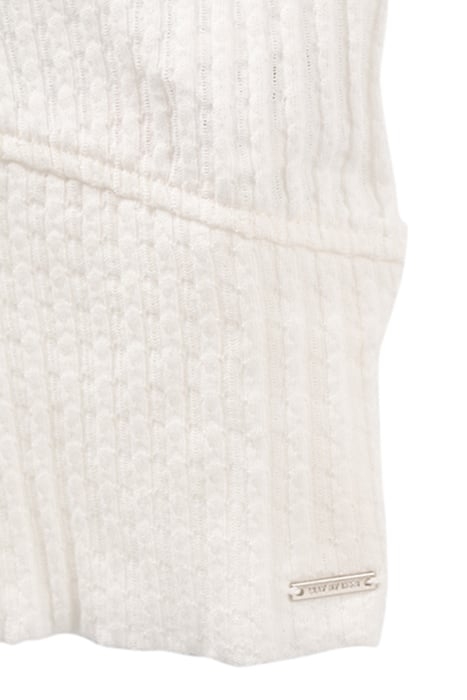 GIRLS’ ECRU RIBBED CROPPED T-SHIRT WITH BOW 5