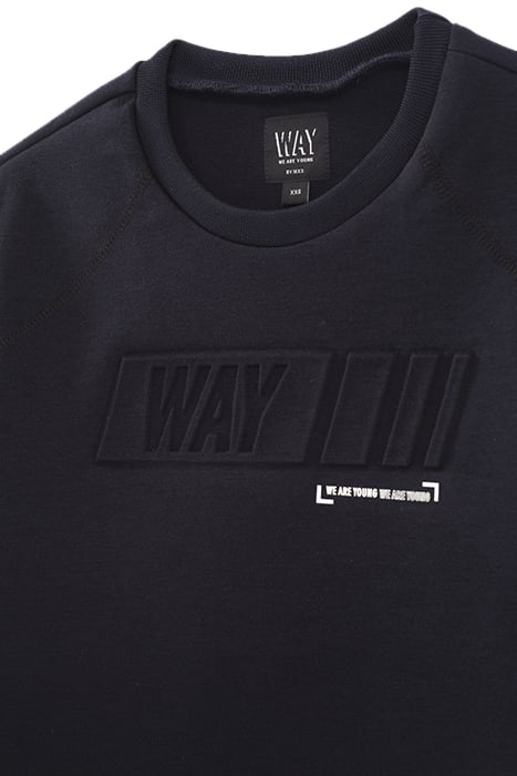 NAVY SWEATSHIRT WITH EMBOSSED SLOGAN 3