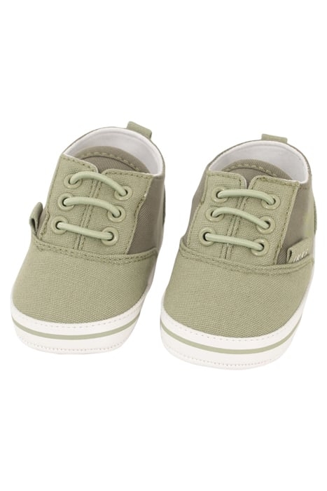 BABY BOYS' KHAKI MIXED-FABRIC CANVAS TRAINERS 6
