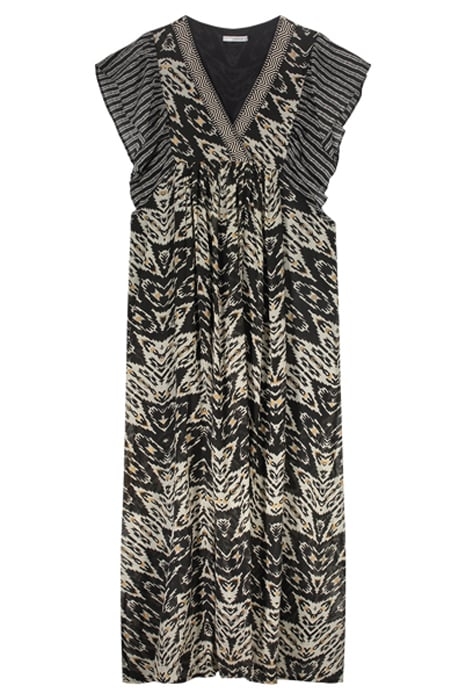 DRESS TWO COLOR IKAT PRINT BLACK 4