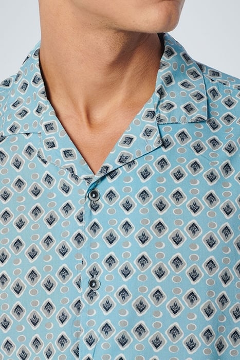 SHIRT SHORT SLEEVE RESORT COLLAR ALLOVER PRINTED LIGHT AQUA 6
