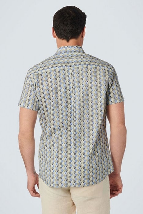 SHIRT SHORT SLEEVE ALLOVER PRINTED STRETCH WASHED BLUE 2