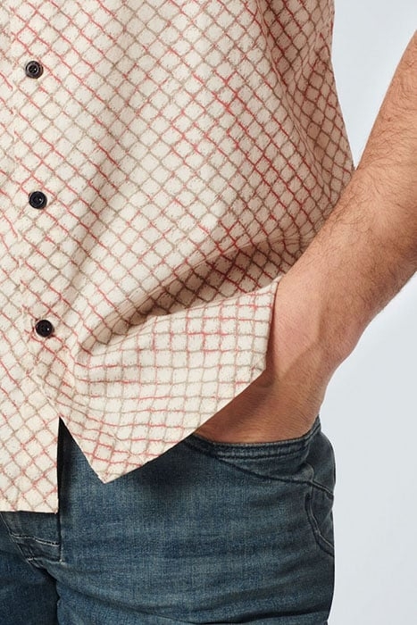 SHIRT SHORT SLEEVE ALLOVER PRINTED STRETCH OLD PINK 6