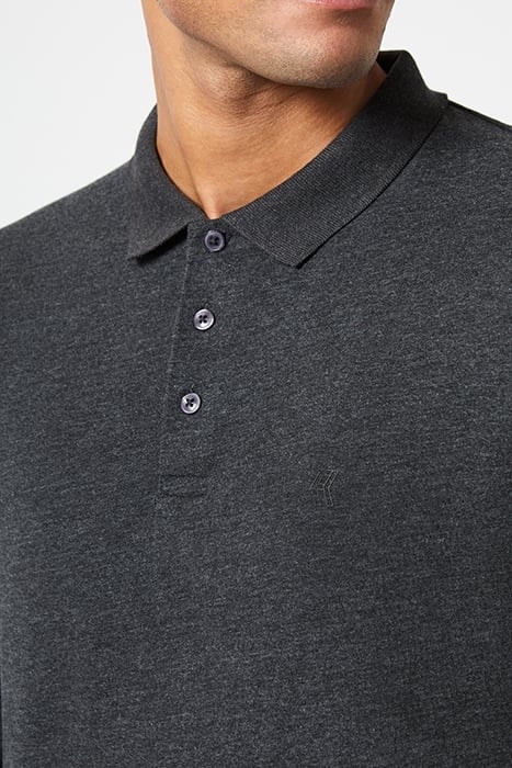 JERSEY LONG SLEEVE POLO SHIRT CHARCOAL MEL/BLACK 4