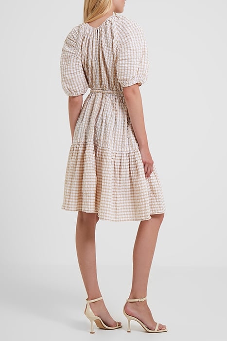 FILIPPA POPLIN GINGHAM PUFF SLEEVE DRESS INCENSE 2