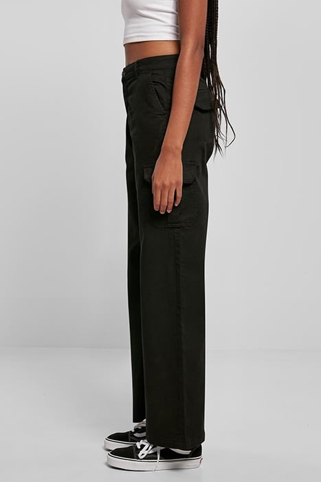 LADIES HIGH WAIST STRAIGHT CARGO PANTS BLACK 8