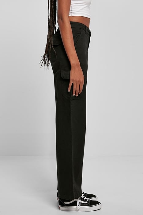 LADIES HIGH WAIST STRAIGHT CARGO PANTS BLACK 2