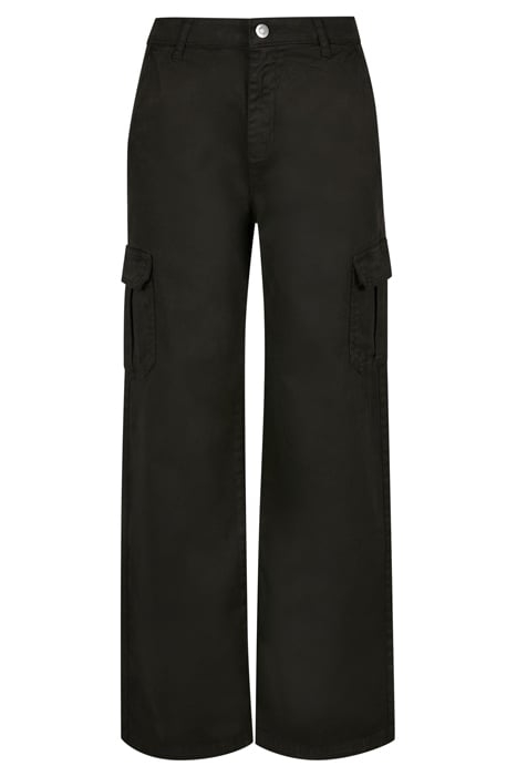 LADIES HIGH WAIST STRAIGHT CARGO PANTS BLACK 4