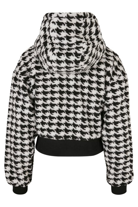 LADIES SHORT OVERSIZED AOP SHERPA JACKET BLACKHOUNDSTOOTH 5