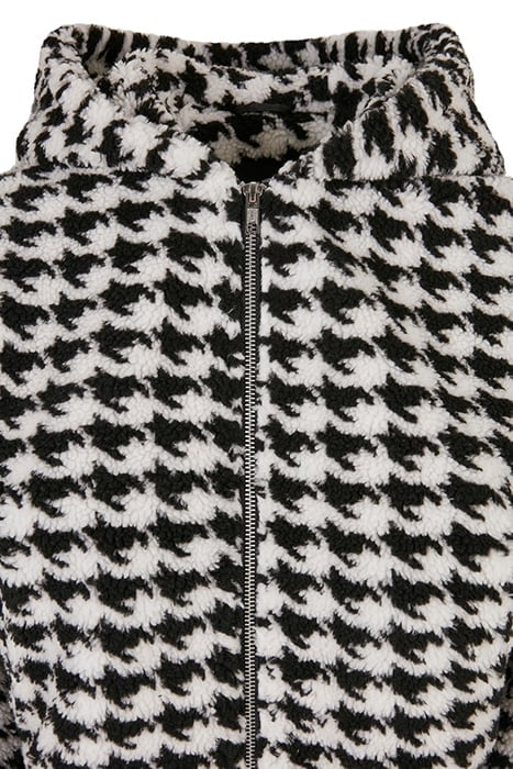 LADIES SHORT OVERSIZED AOP SHERPA JACKET BLACKHOUNDSTOOTH 8