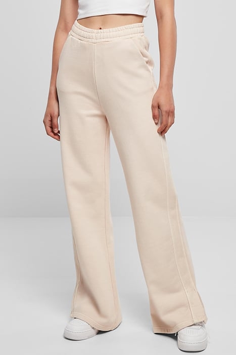 LADIES HEAVY TERRY GARMENT DYE SLIT PANTS PINK 1