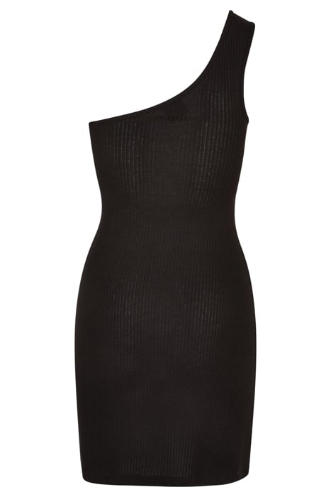 LADIES RIB ONE SHOULDER DRESS BLACK 5