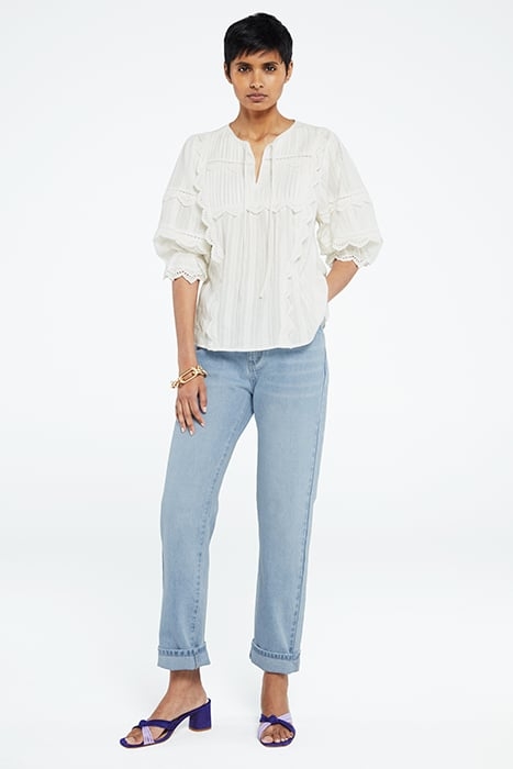 LUCIA SHORT SLEEVE TOP CREAM WHITE 2