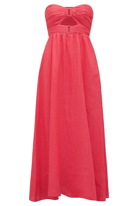 STRAPLESS RUCHED MIDI HOT RASPBERRY 3