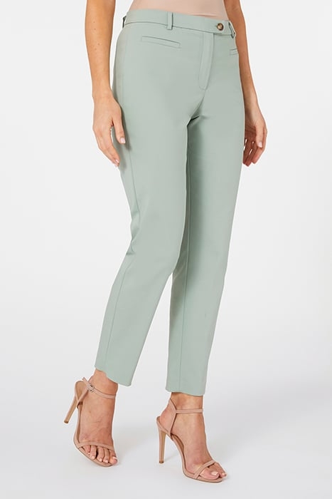 COMPACT COTTON SLIM TROUSERS LIGHT GREEN 1